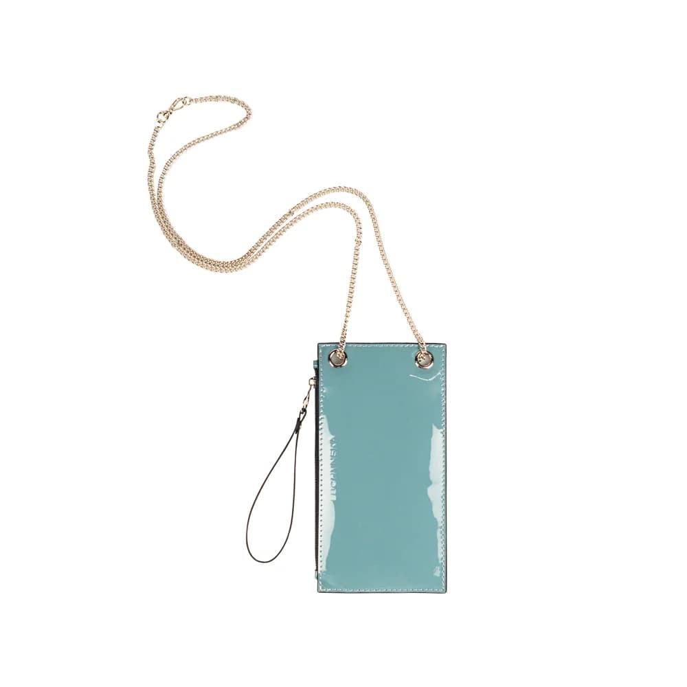 PHONE Tote blue patent leather mini case