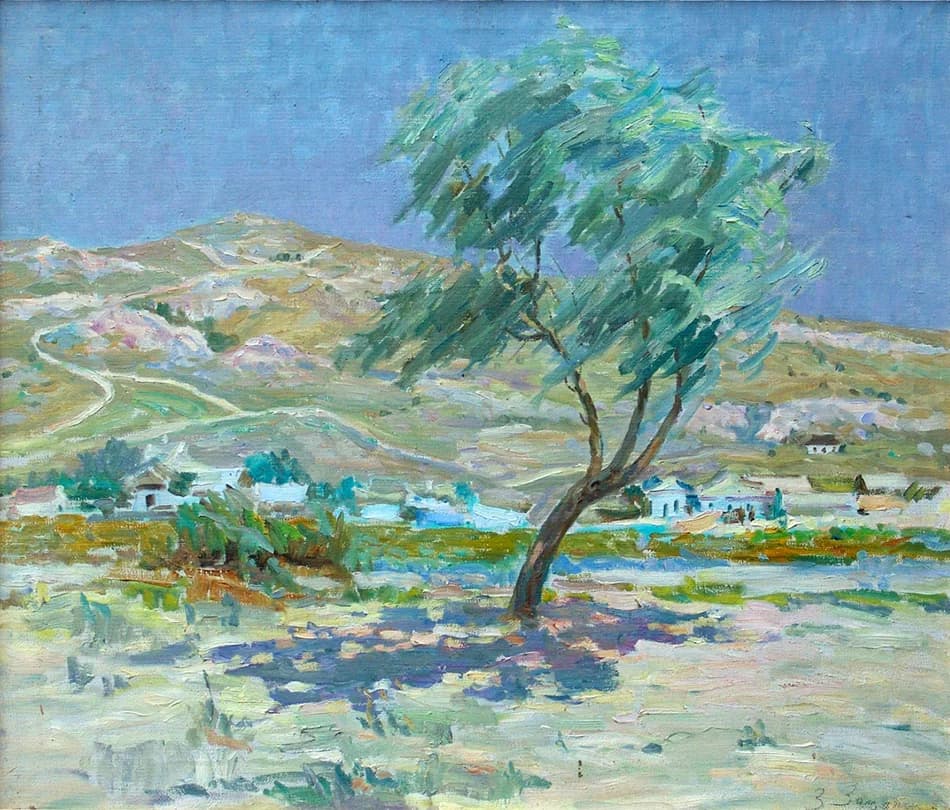 Painting "Landscape" by Zinaida Zatsepina, 70s.