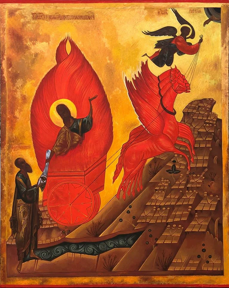 Copy of a 14th-c. Icon "The Fiery Ascent of the Prophet Elijah"