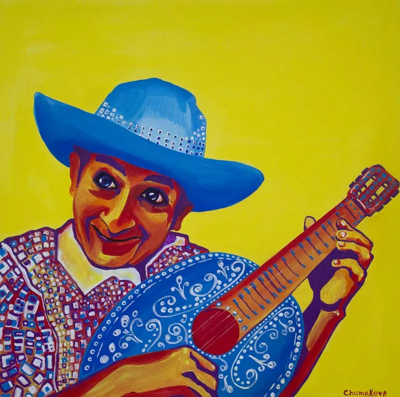 Painting Cuban musician