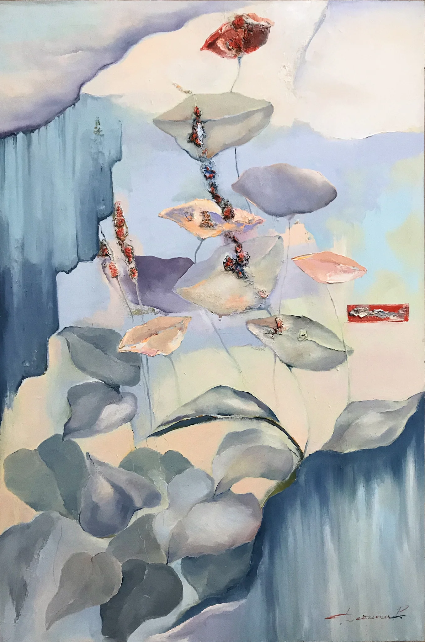Flowers fall in the sky