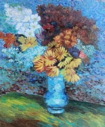 Free Copy of "Bouquet of Flowers in a Blue Vase" by Van Gogh
