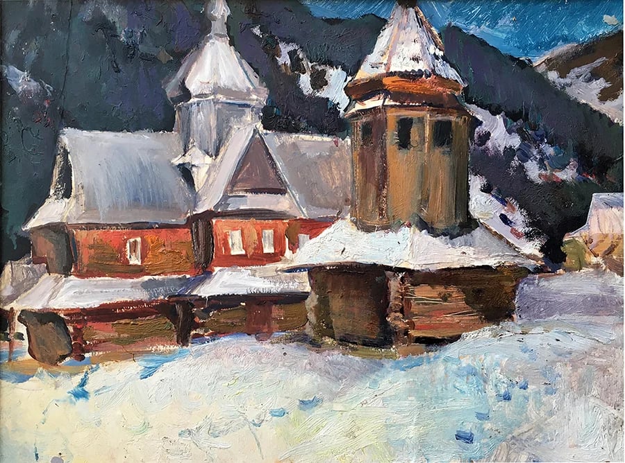 Painting "Church in Winter" by Vladimir Shirokov