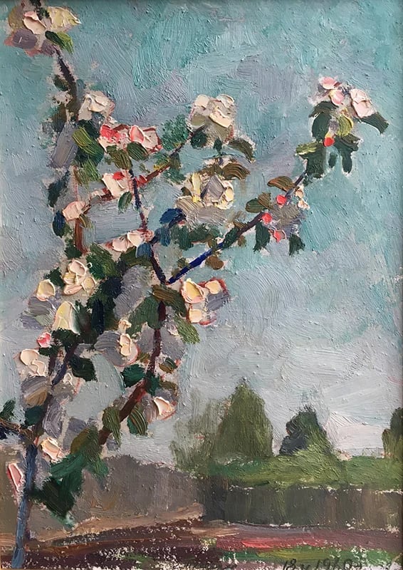 Painting "Blooming apple tree" by Evgeny Tkachenko, 1959