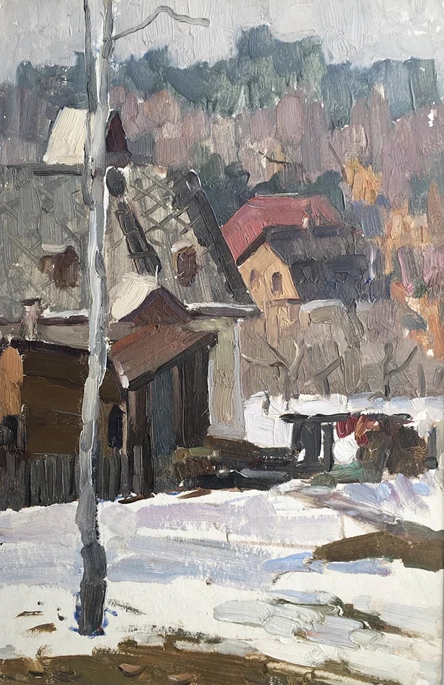 Painting "Winter Landscape" by Viktor Shatalin, 1961