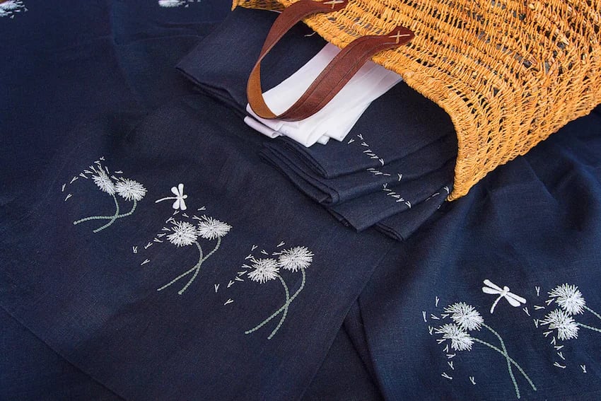 Tablecloth, Dark Grey, Dandelions 150/150