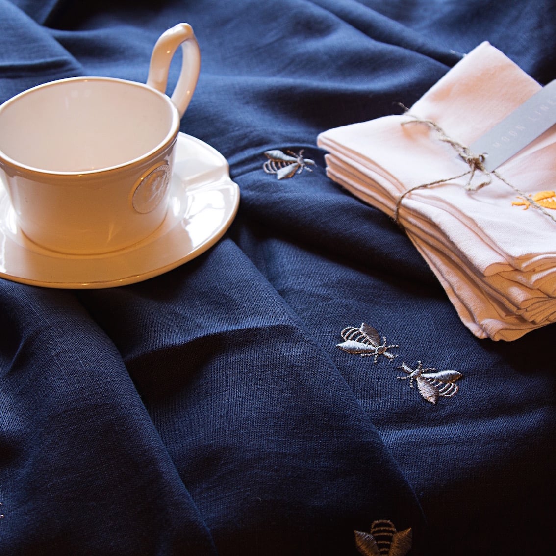 Tablecloth, Blue, Silver Flies 150/150