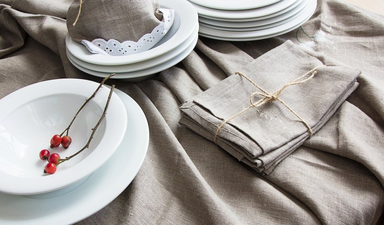 Napkins, Natural Grey, Dandelions. Set of 6. 45/45