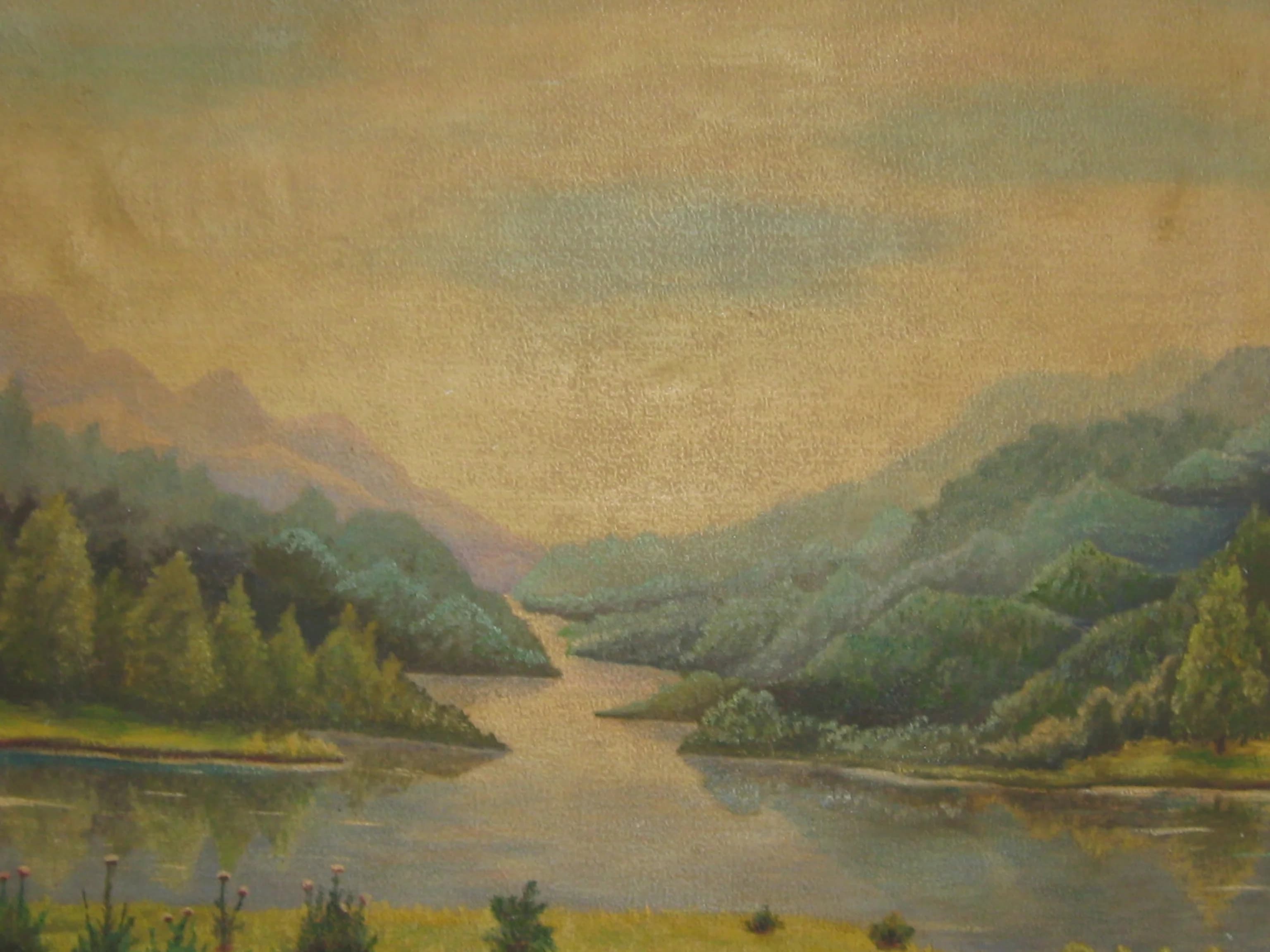 River: The Tranquility of a Mountain Valley . River: The Tranquility of a Mountain Valley 1969 — Oil on canvas · Yevhen Rai