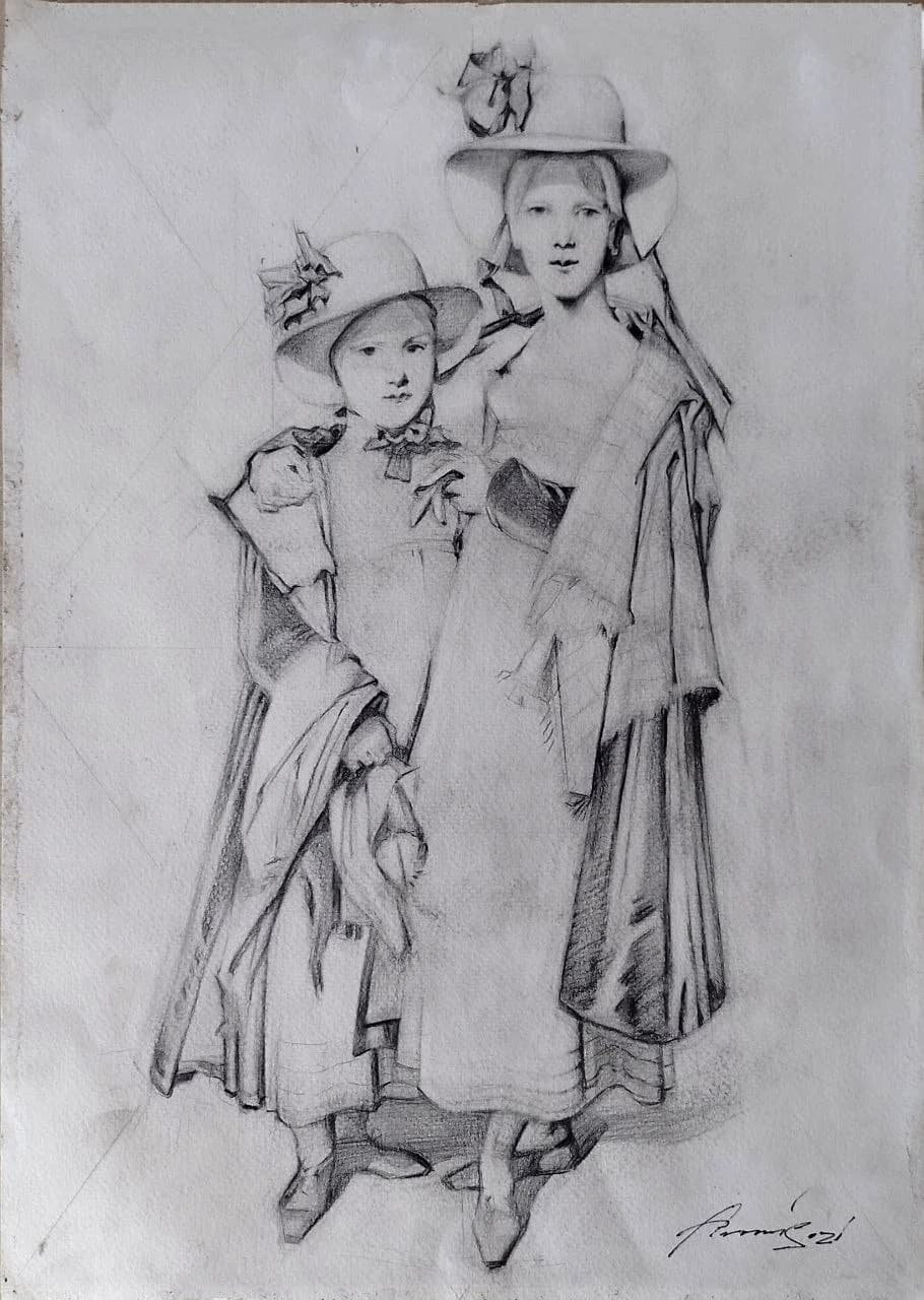 The Montagu Sisters (After J.A.D. Ingres)