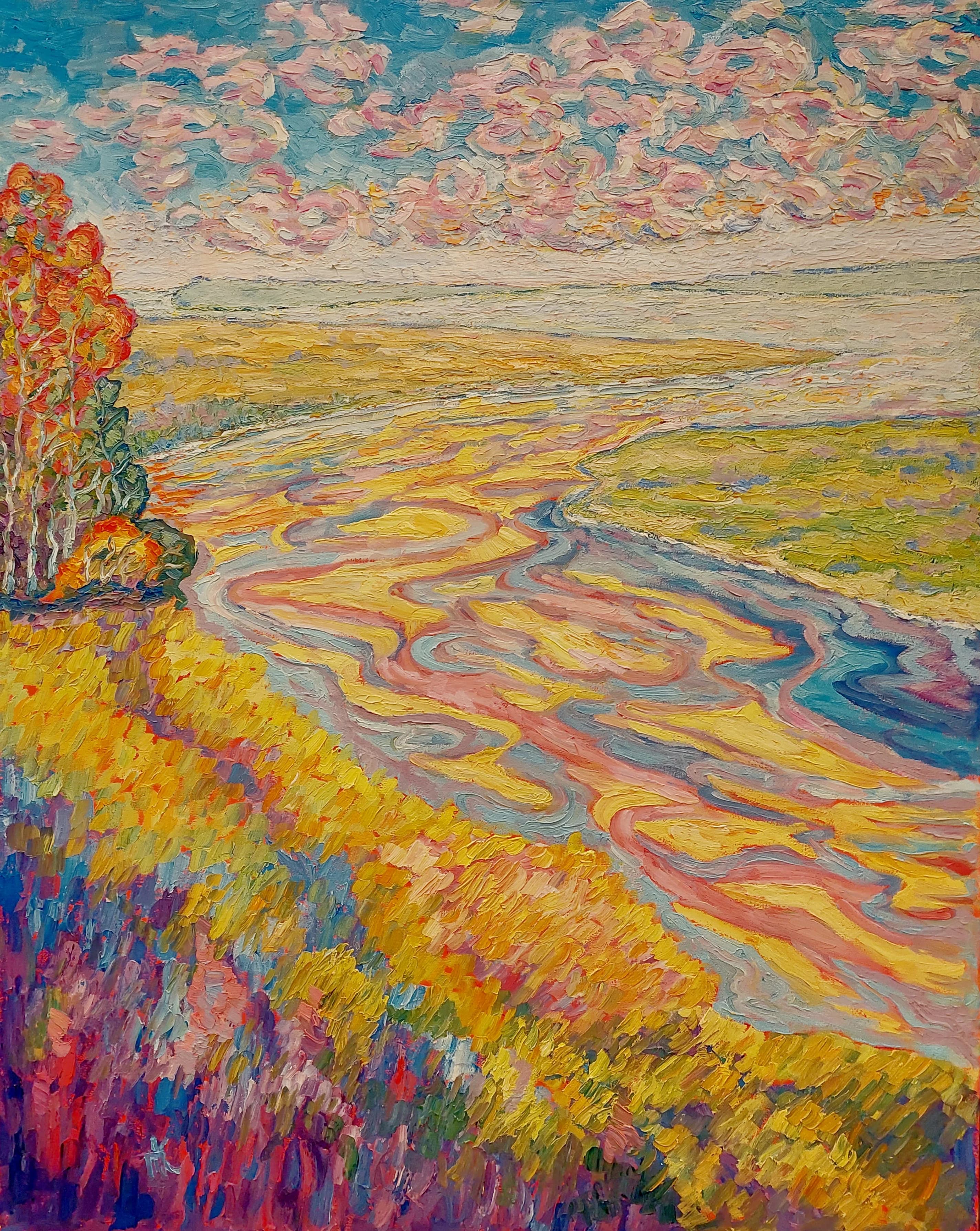 'AND THE DNIPRO, AND THE STEEP BANKS' — Oil on canvas · Pavlo Kiryakov