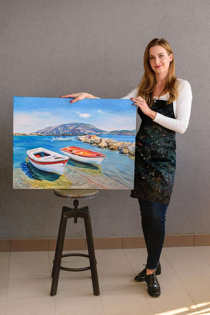 Fishing boats in the harbor of Skiros island, Greece