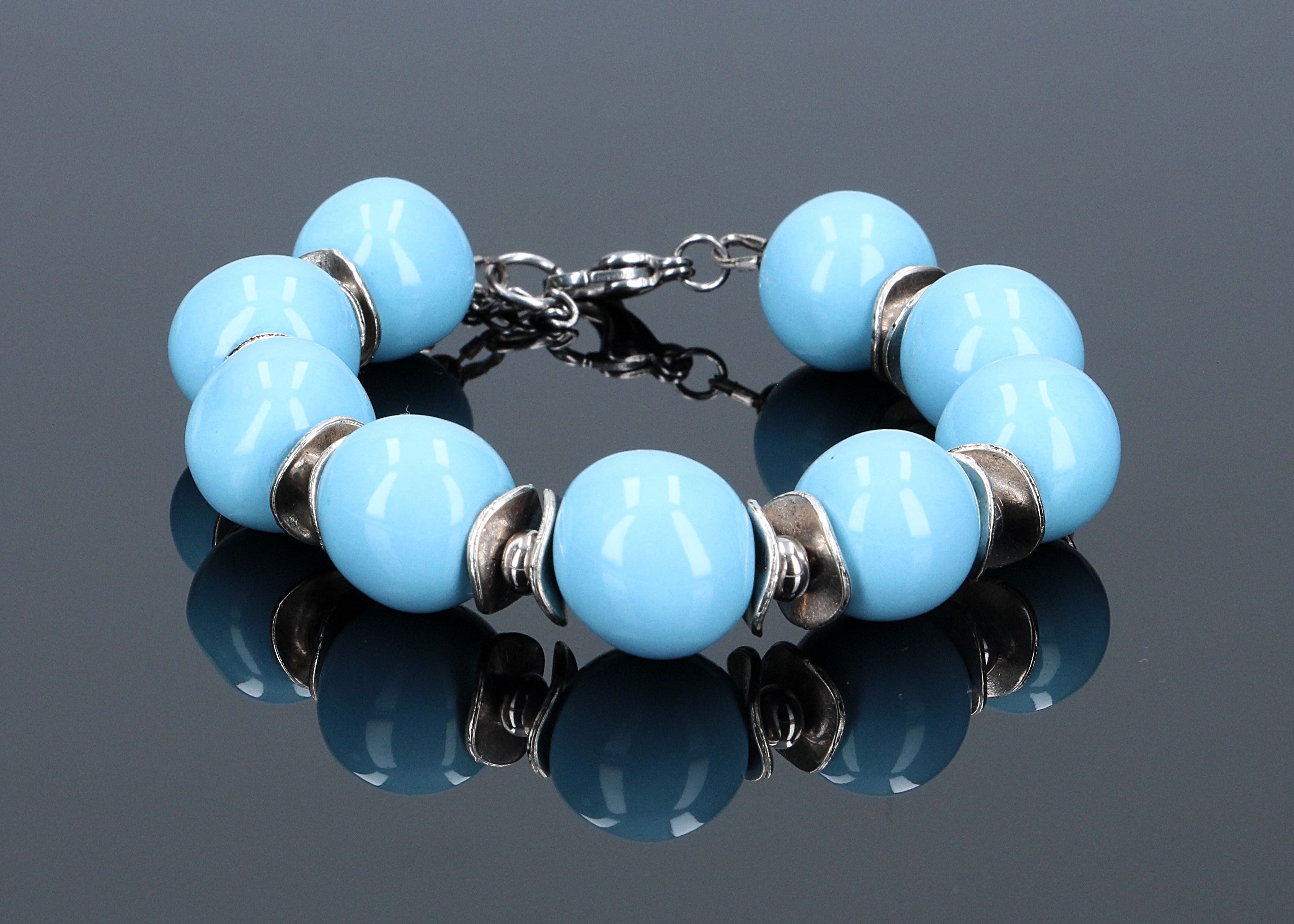 Handmade blue ceramic bracelet "Blue Eyes"