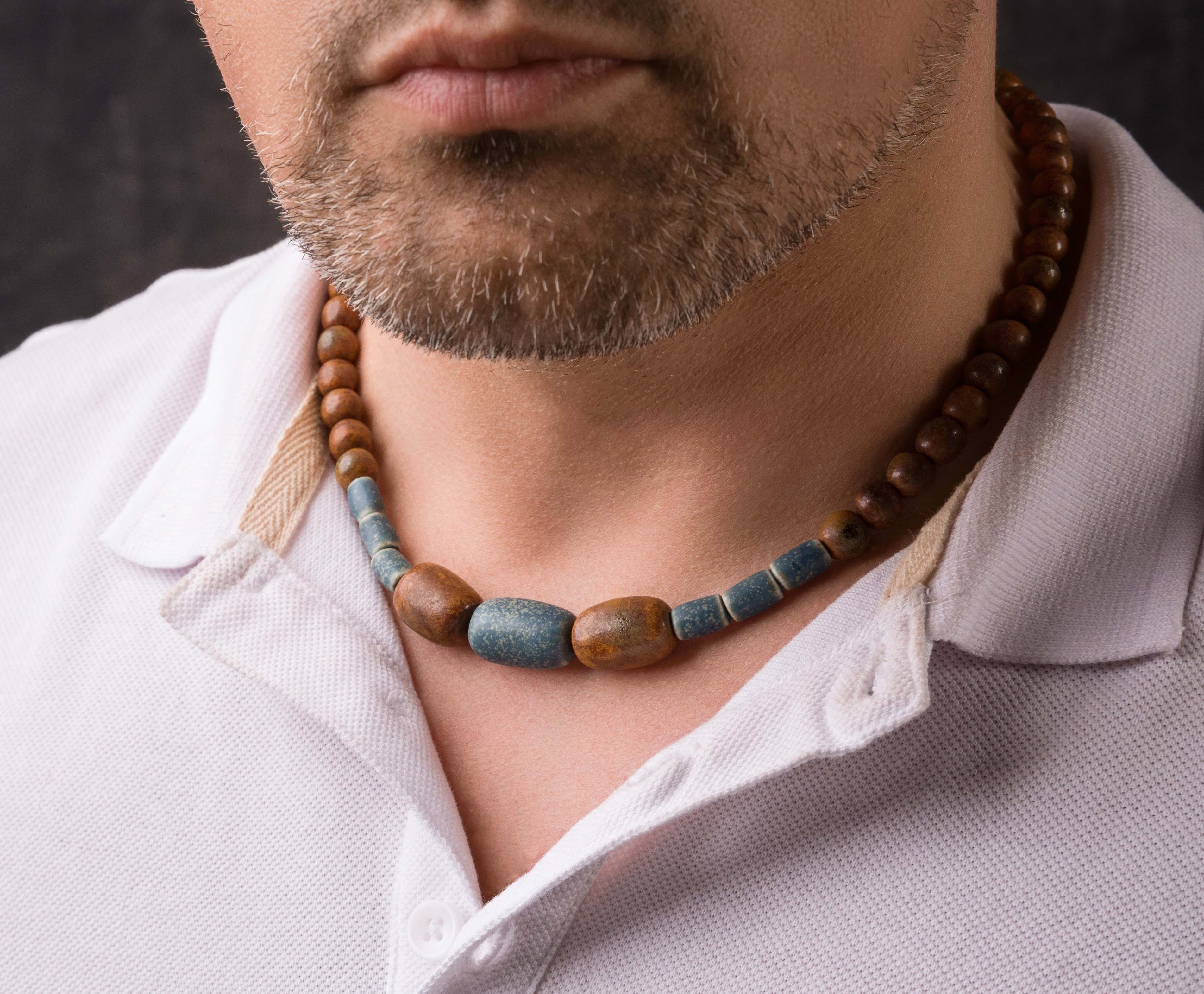 Men's ceramic necklace "Wolf Rage"