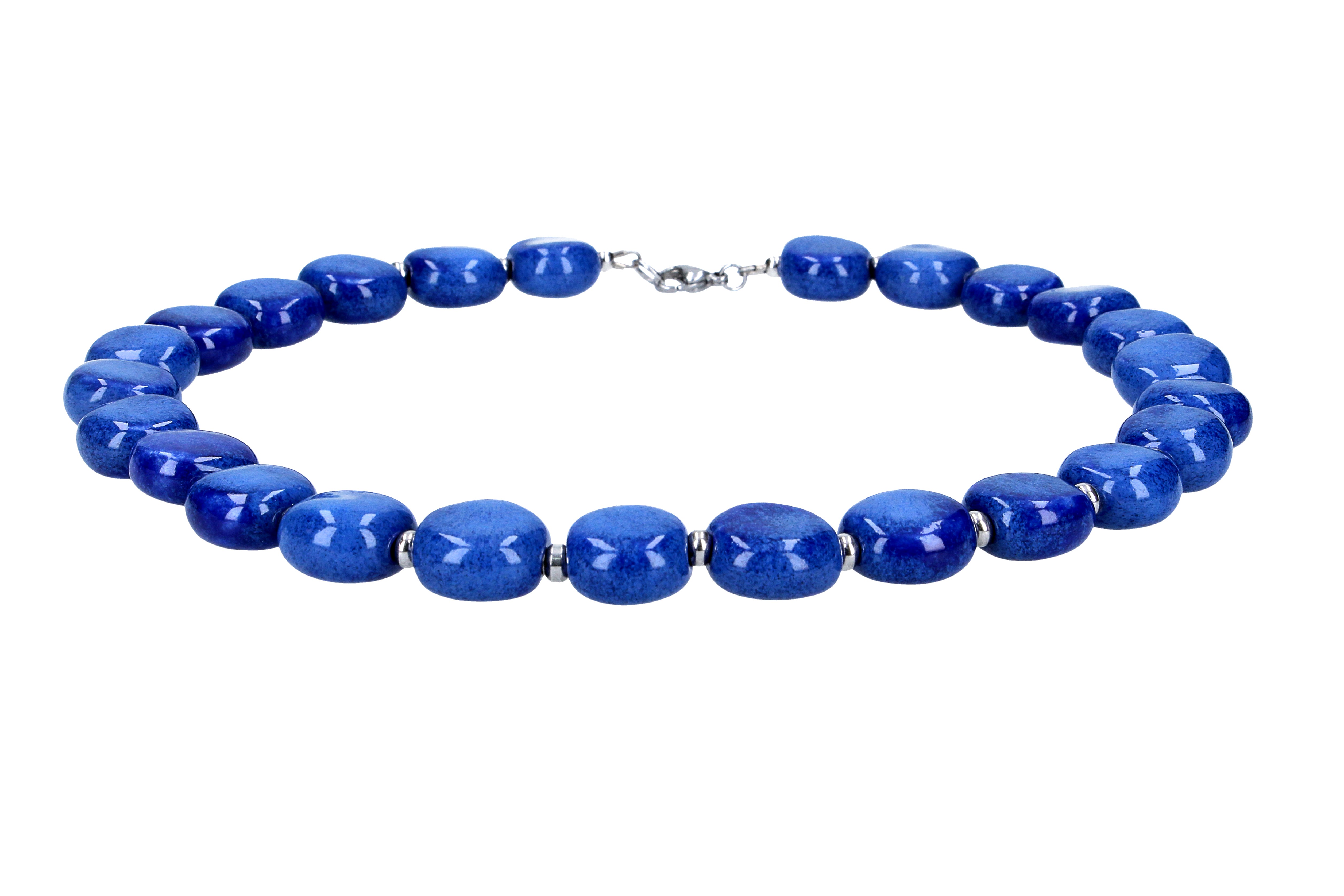 Handmade blue ceramic necklace "Deep Ocean"