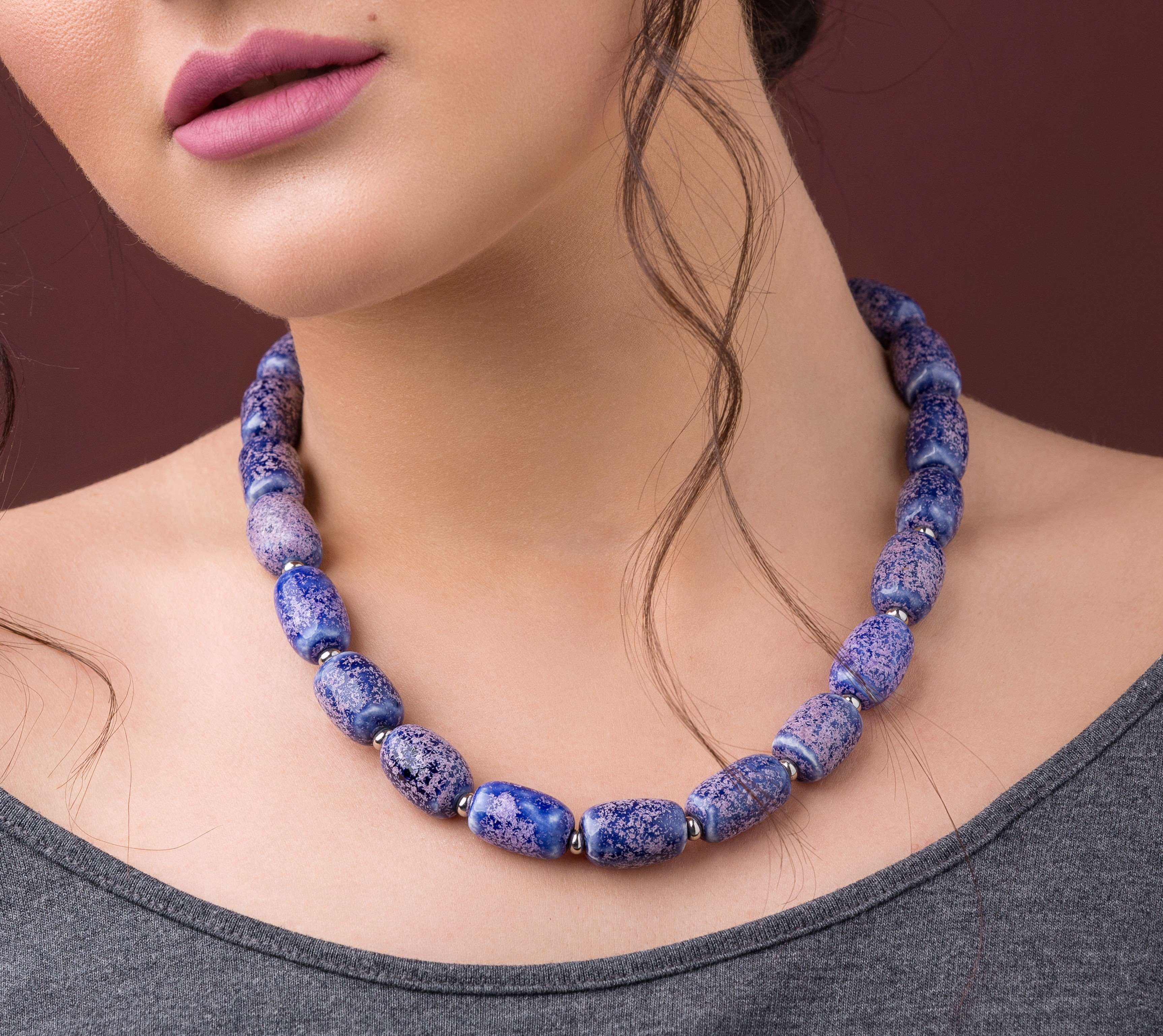 Handmade ceramic necklace "Blooming Lilac"