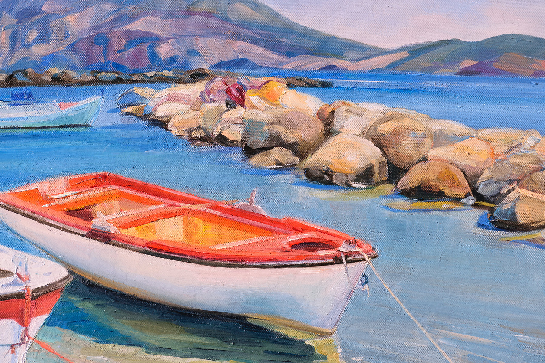 Fishing boats in the harbor of Skiros island, Greece