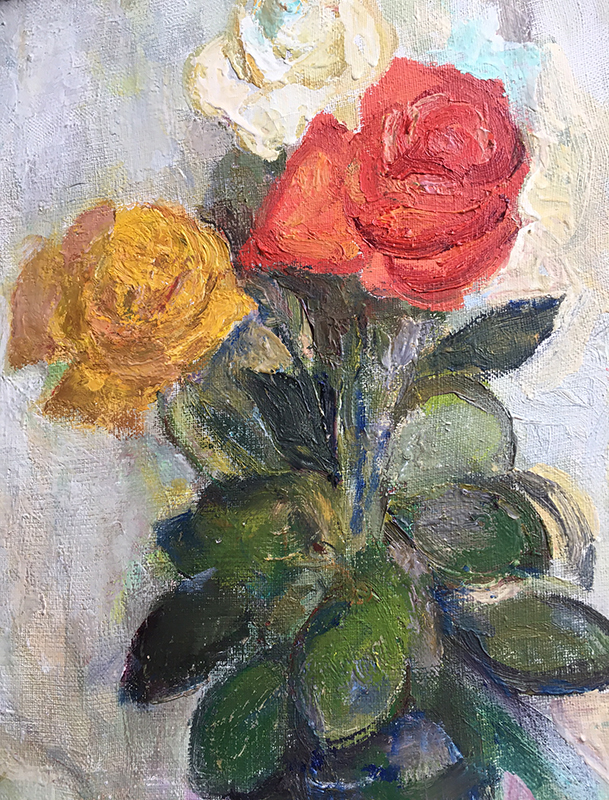 Painting "Roses" by Elena Yablonskaya, 70s.