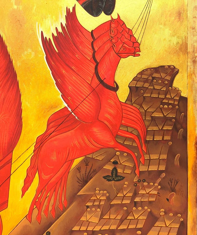 Copy of the 14th century Icon "Fiery Ascent of Elijah the Prophet"