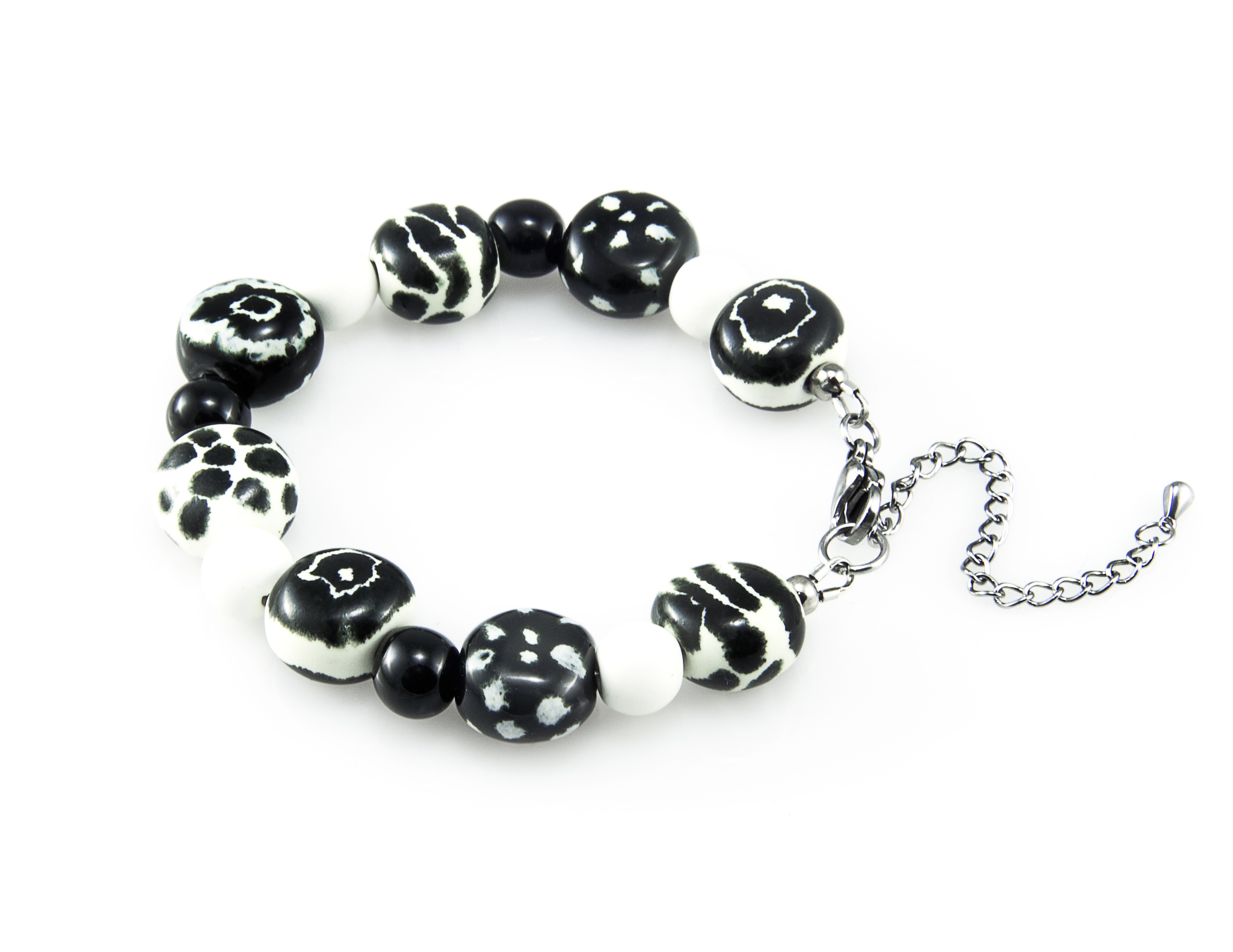 Handmade ceramic bracelet "White Tiger"