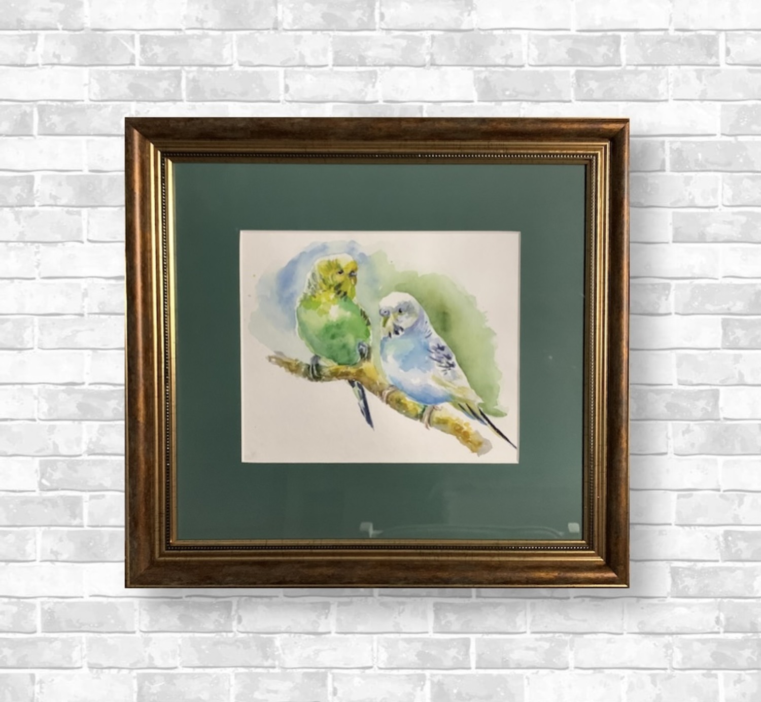 Watercolor pair of parrots