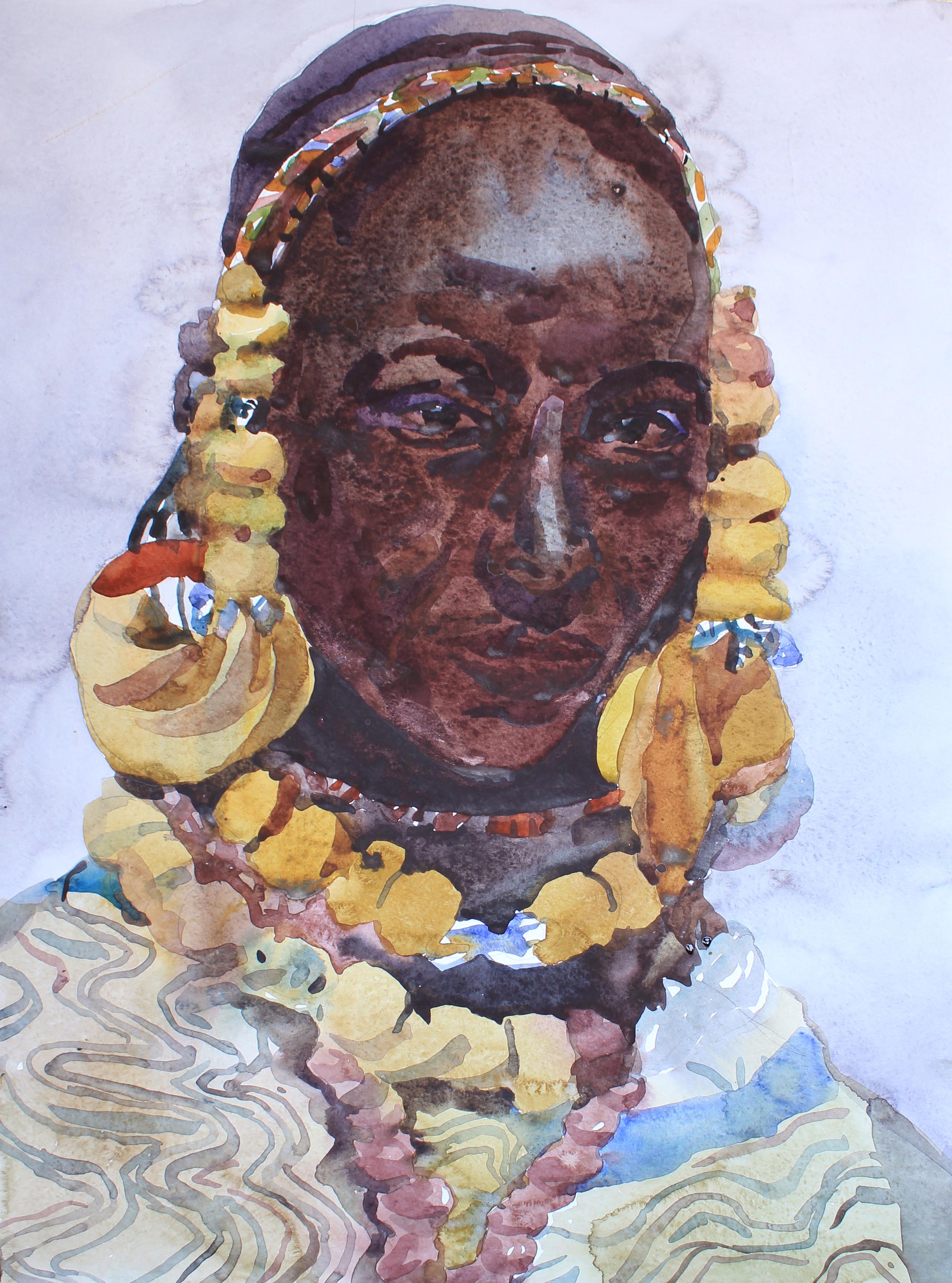 African jewelry on woman