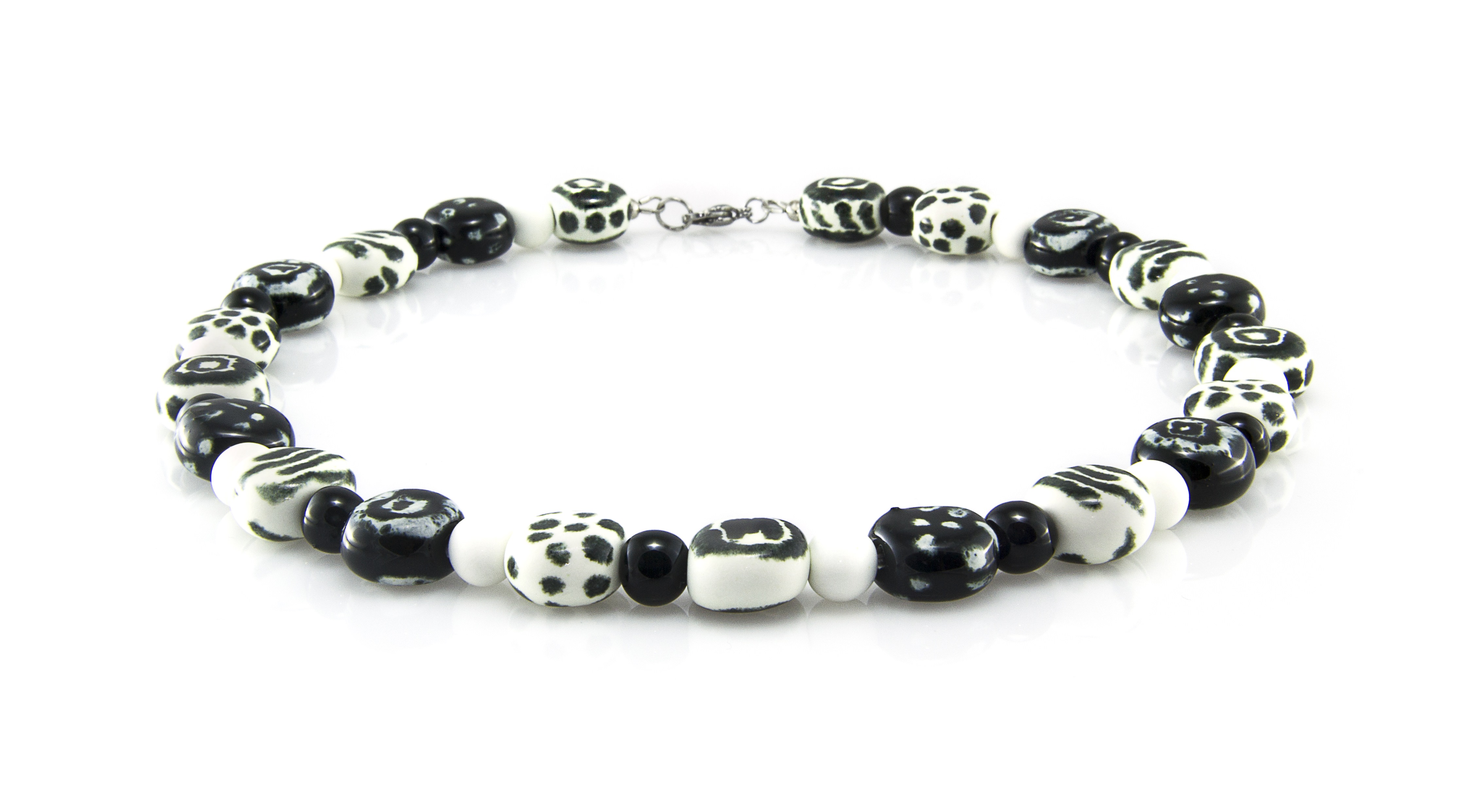 Handmade ceramic necklace "White Tiger"