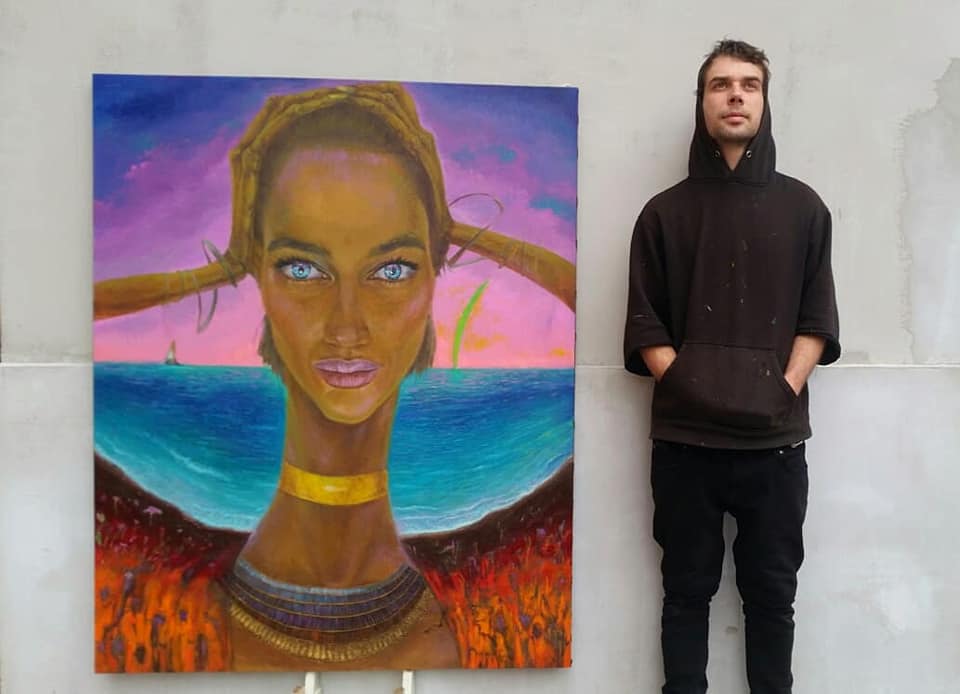 Girl wrapped in a beach