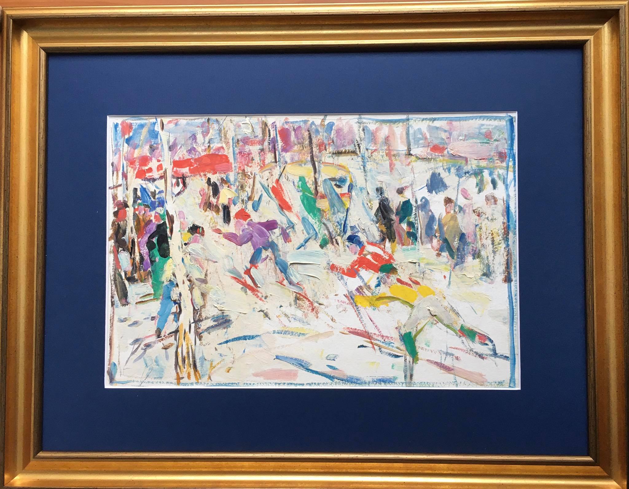 Painting "Skiers. Carpathians" by Evgeny Volobuev