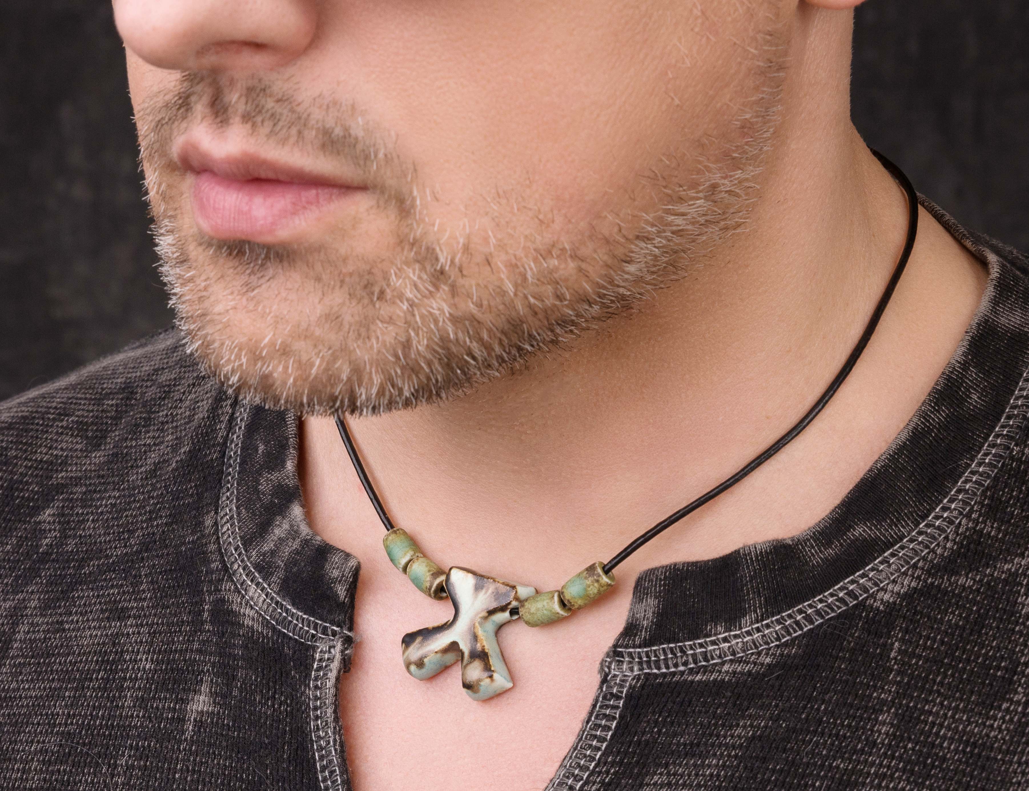Men's ceramic necklace "Blacksmith"
