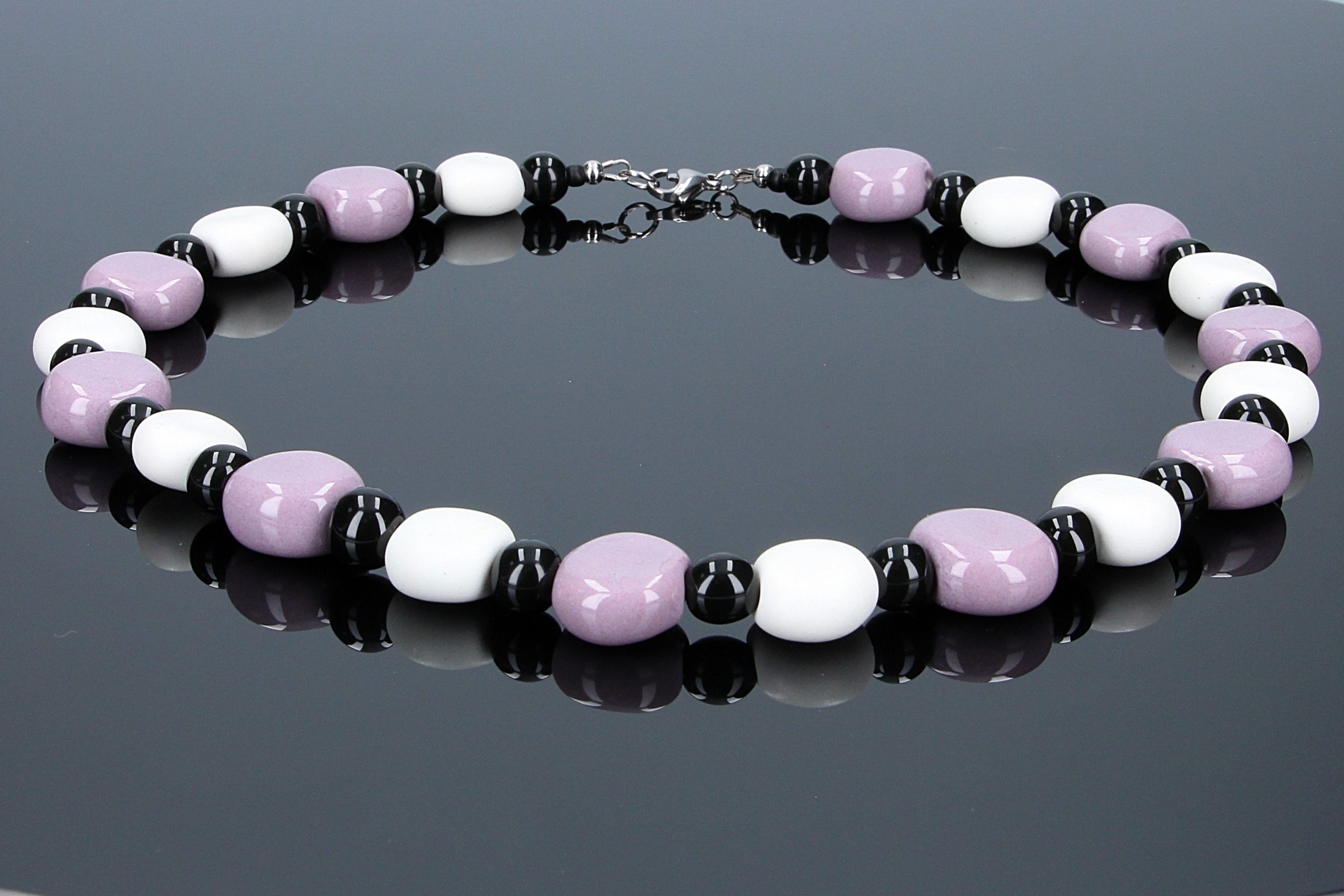 Delicate handmade ceramic necklace "Caprice"