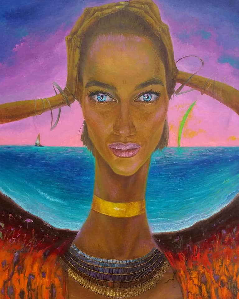 Girl wrapped in a beach