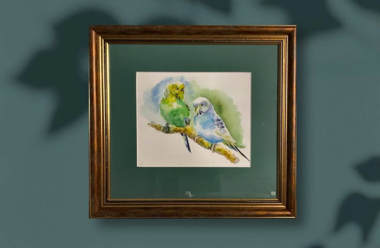 Watercolor pair of parrots