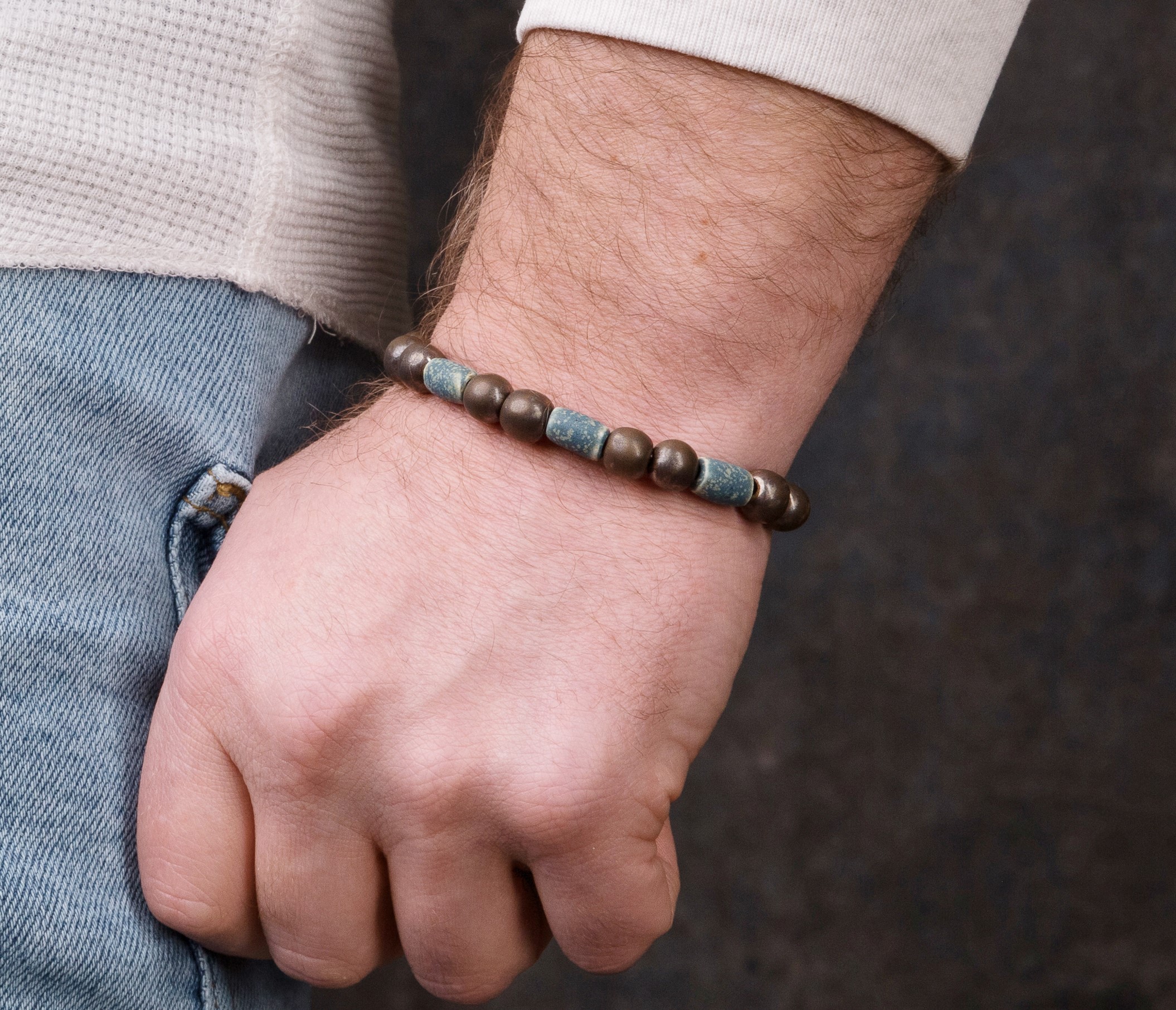 Men's bracelet made of ceramic "Elemental" handmade