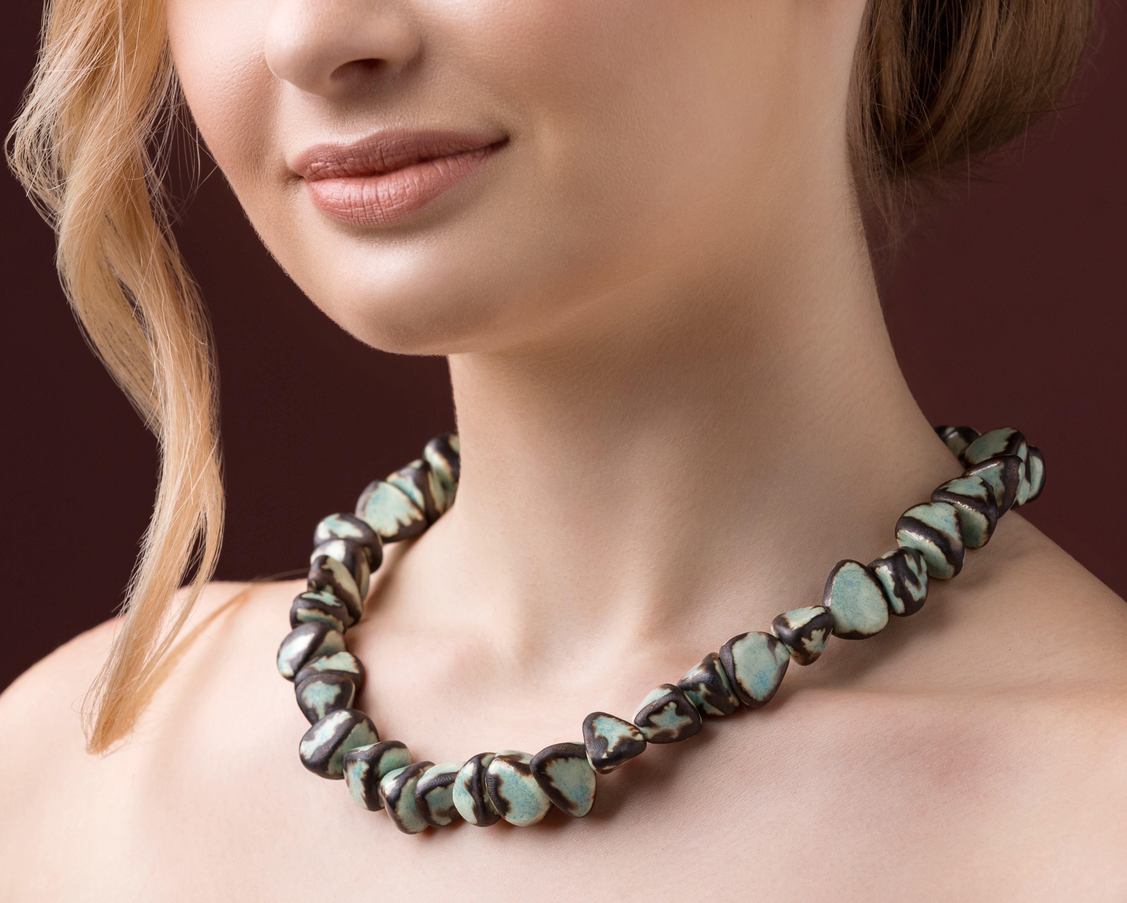 Handmade ceramic necklace "Snow Volcano"