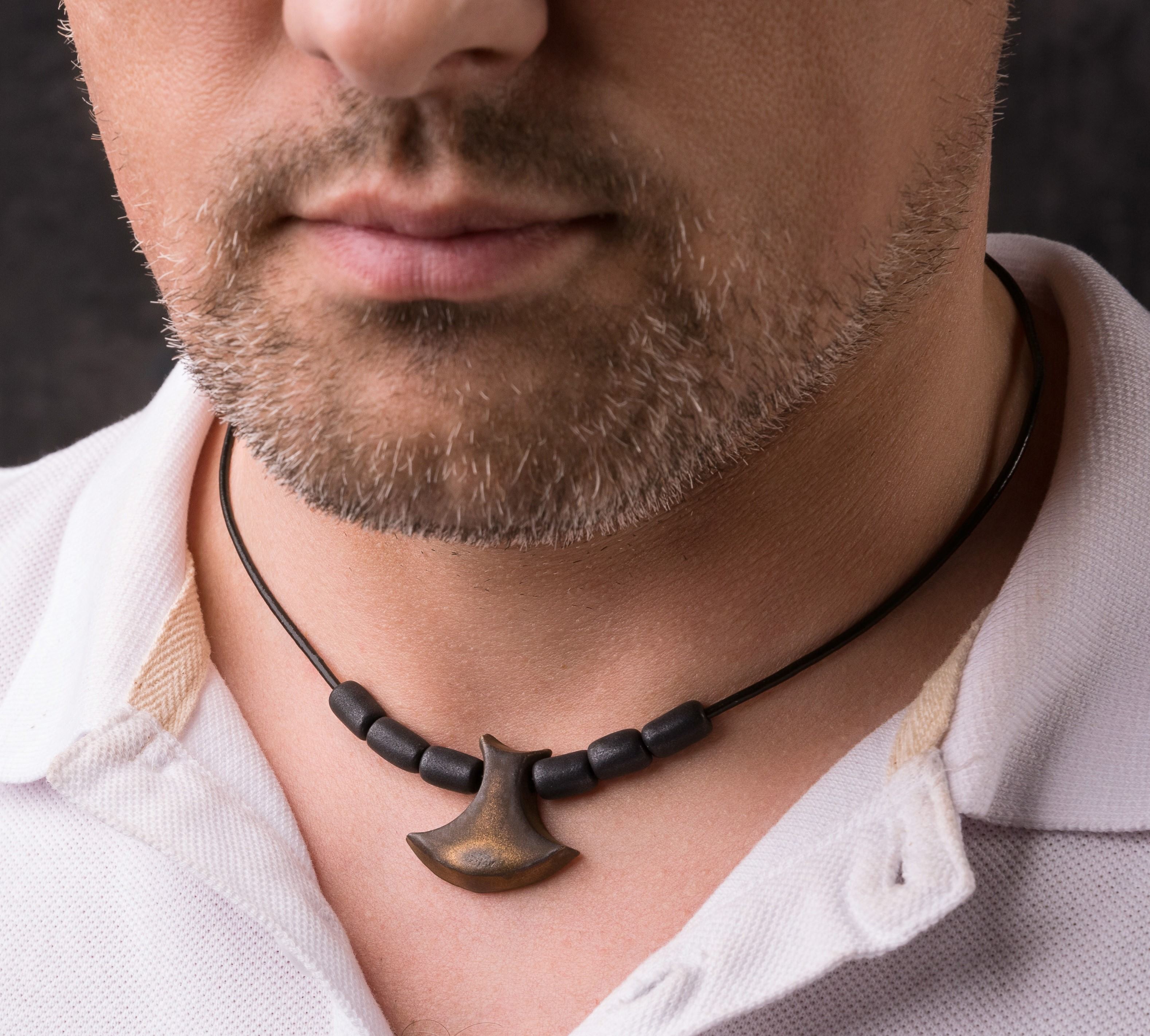 Men's handmade hunter ceramic necklace