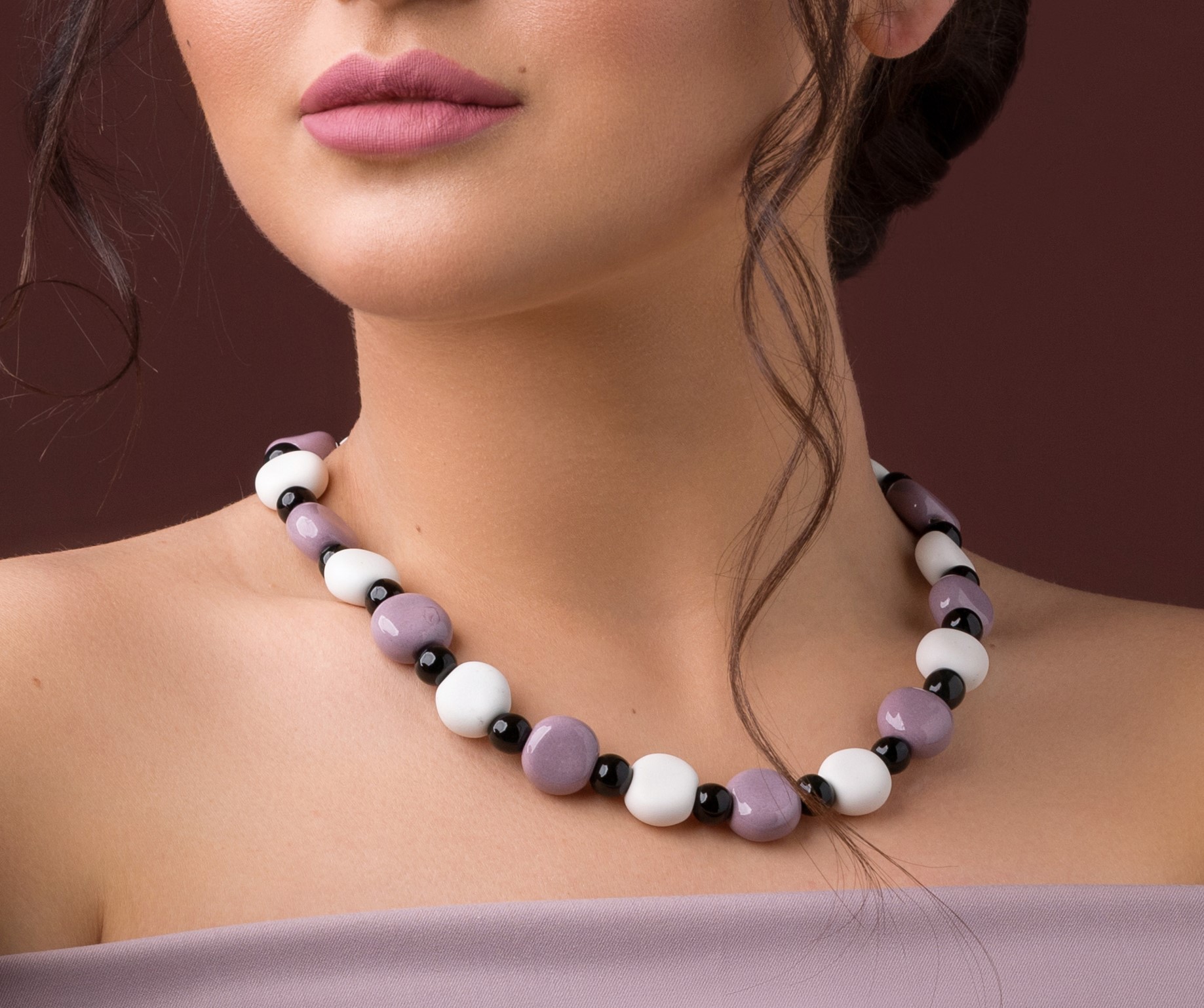 Delicate handmade ceramic necklace "Caprice"