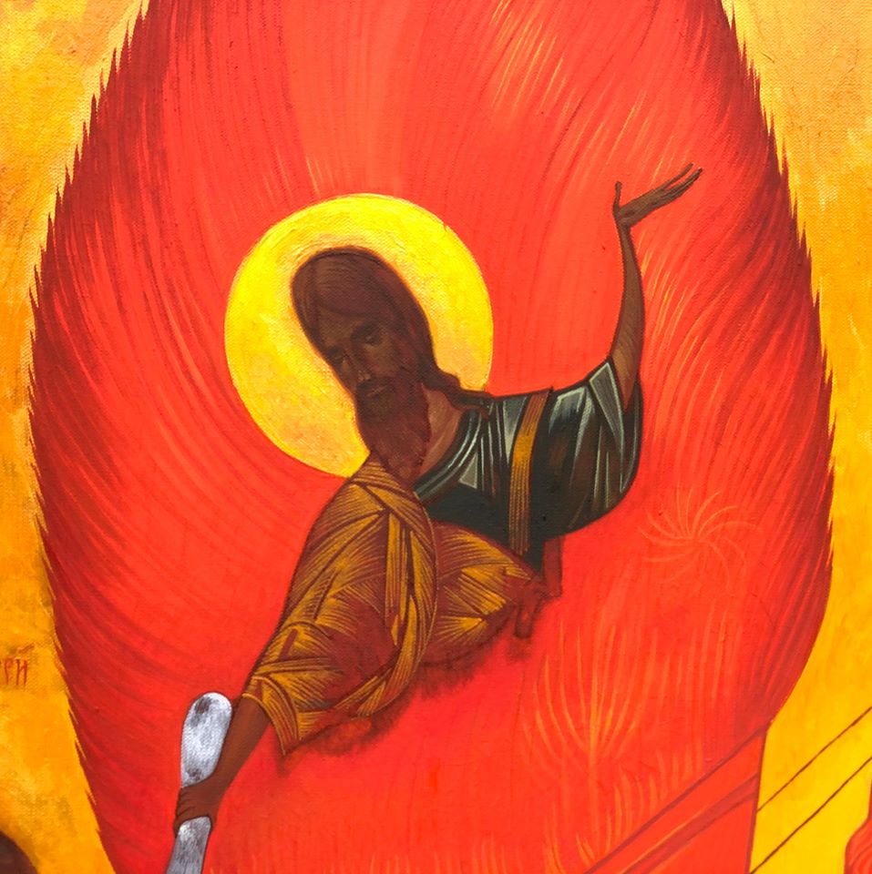 Copy of the 14th century Icon "Fiery Ascent of Elijah the Prophet"