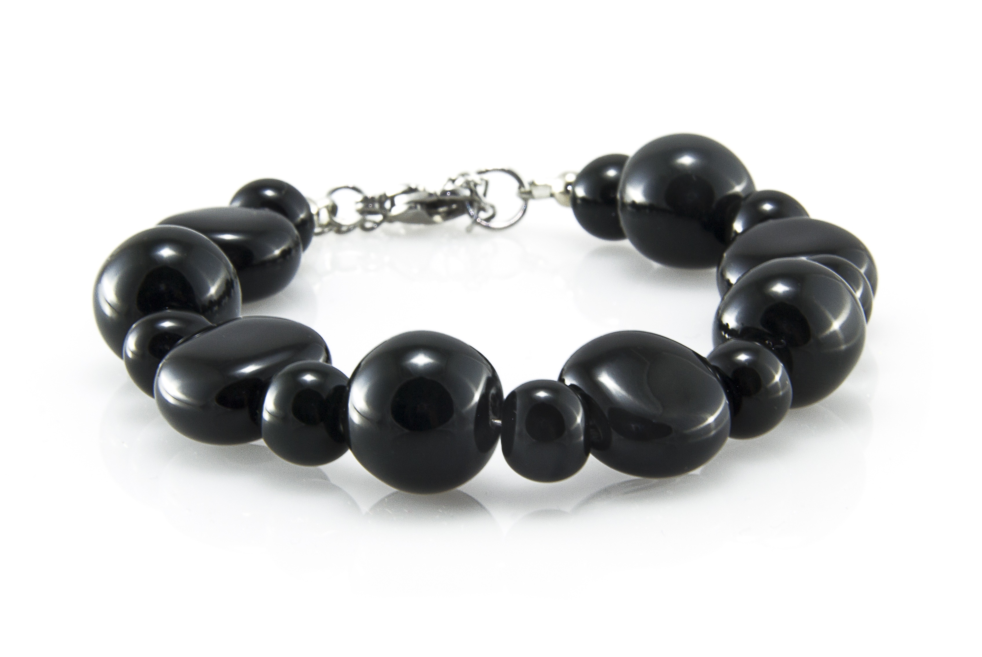 Handmade black ceramic bracelet "Alice"