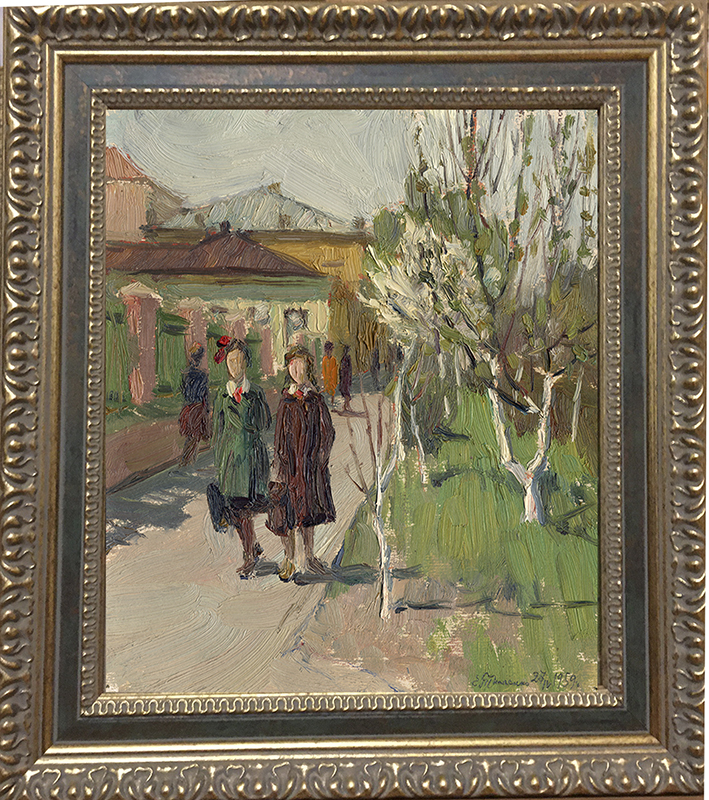 Painting "Girlfriends" by Evgeny Tkachenko, 1959