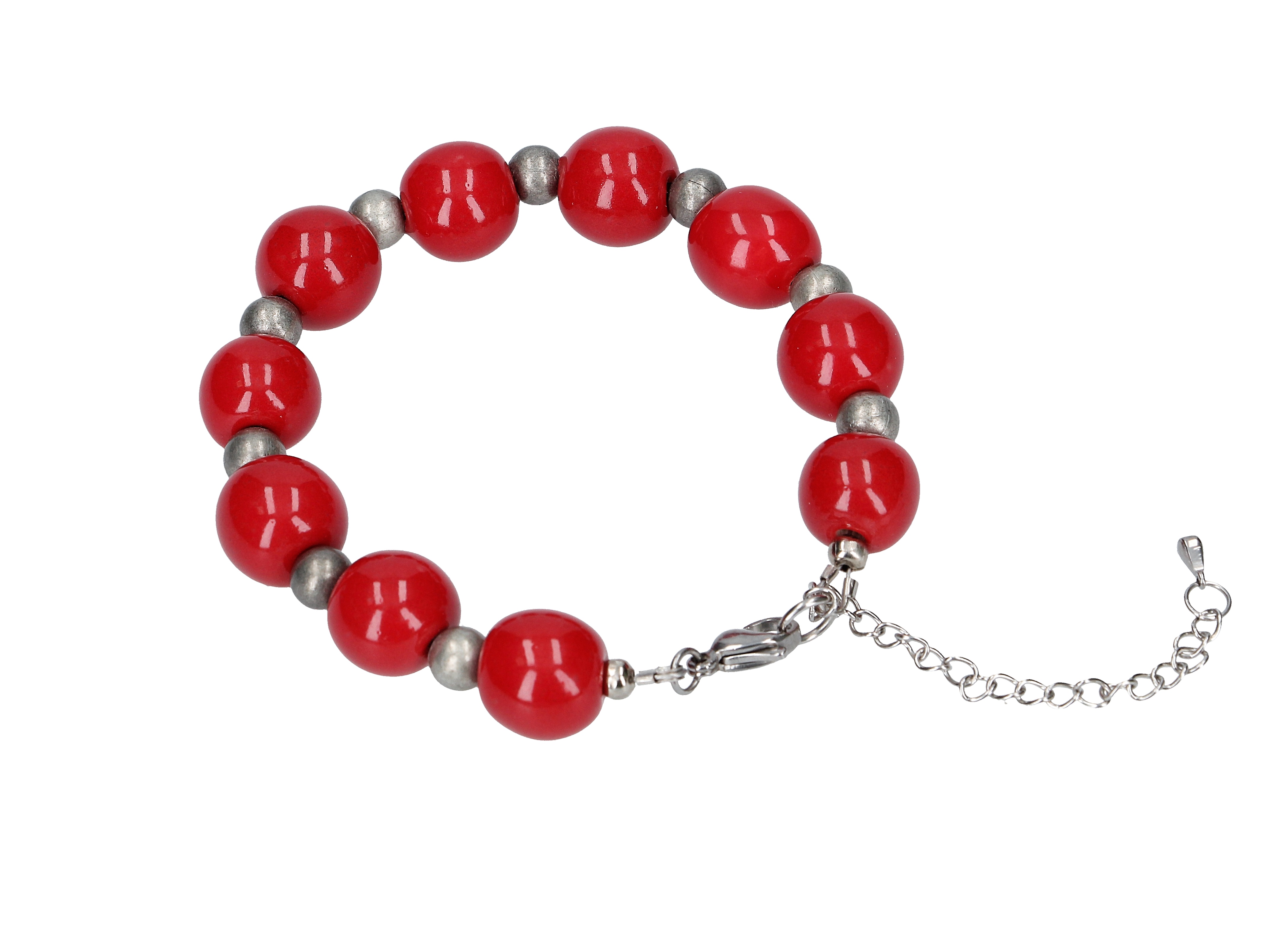 Handmade red ceramic bracelet "Red Wine"